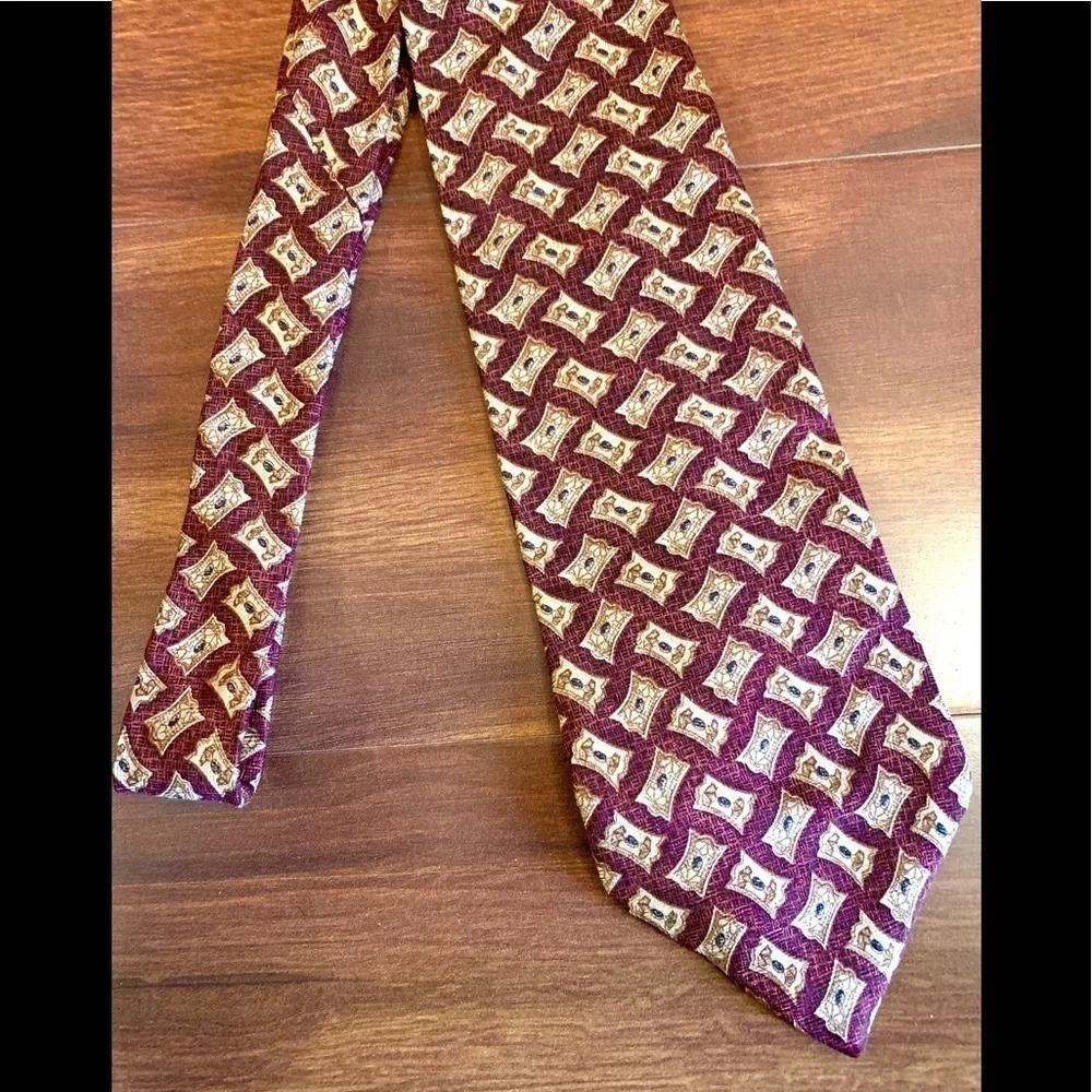 BUGATTI Burgundy/Red Silk Necktie